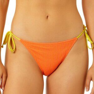 Salt + Cove Juniors' Textured Side-Tie Bikini Bottom - Orange. Size XS